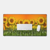 Zonnebloemenveld Zonsopgang Dageraad Sky Groen Gra Bureaumat (Keyboard & Muis)