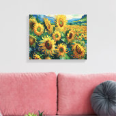 Zonnebloemenvelden voor eeuwig door Van Gogh geïns Canvas Afdruk (Insitu (Woonkamer))