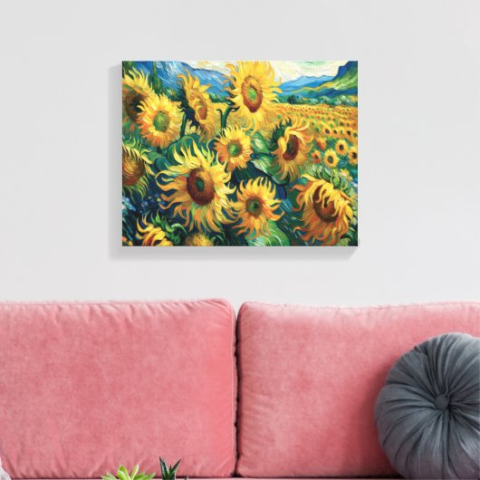 Zonnebloemenvelden voor eeuwig door Van Gogh geïns Canvas Afdruk (Insitu (Woonkamer))