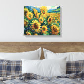 Zonnebloemenvelden voor eeuwig door Van Gogh geïns Canvas Afdruk (Insitu (Slaapkamer))