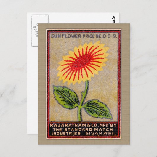  Zonnebloemetiket Briefkaart (Voorkant / Achterkant)