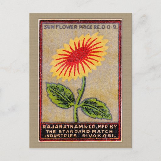 Zonnebloemetiket Briefkaart (Voorkant)