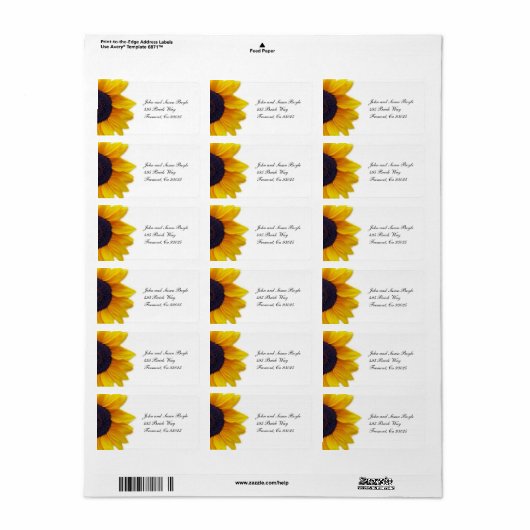 Zonnebloemetiket Etiket (Full Sheet)