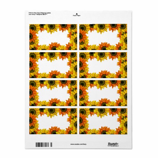 Zonnebloemetiket Etiket (Full Sheet)