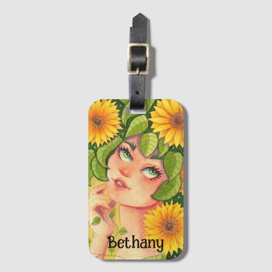 Zonnebloemfee Gepersonaliseerd Bagagelabel (Voorkant (verticaal))