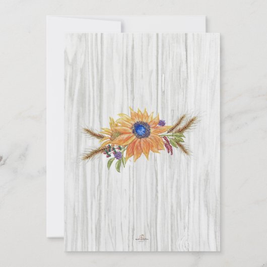 Zonnebloemflat met wieltjes, waarop de datumkaart  save the date (Achterkant)