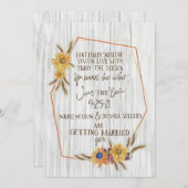 Zonnebloemflat met wieltjes, waarop de datumkaart  save the date (Voorkant / Achterkant)