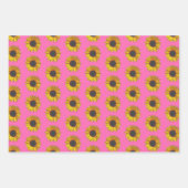 Zonnebloemflespatroon op warmroze inpakpapier vel (Voorkant 3)