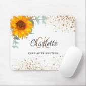 Zonnebloemfloraal goud glitter monogram naam muismat (Met muis)