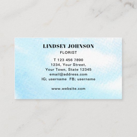 ZonnebloemFlorist Visitekaartje (Achterkant)