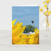 Zonnebloemfotografie met hommel Lege kaart (Gele Bloem)