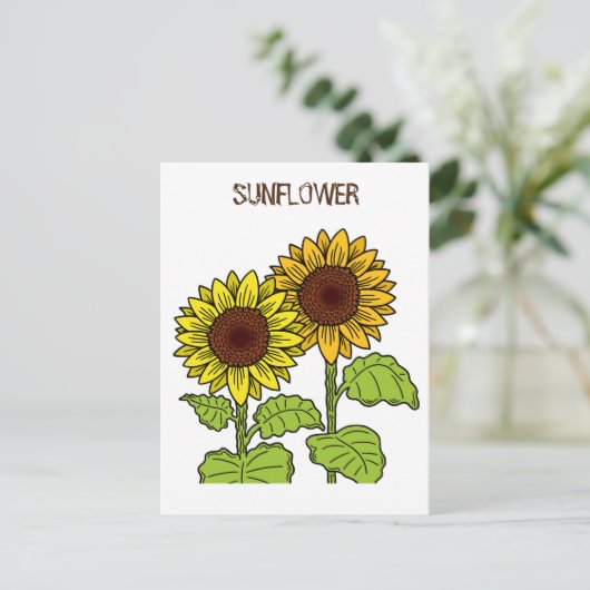 Zonnebloemgeel Briefkaart (Staand voorkant)