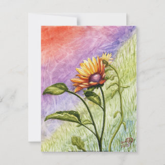 Zonnebloemgeheimen bij zonsondergang briefkaart