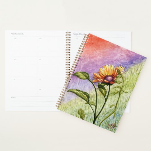 Zonnebloemgeheimen bij zonsondergang planner (Display)