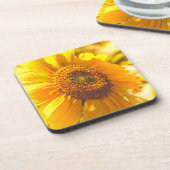 Zonnebloemgele bloem bier onderzetter (Linkerzijde)