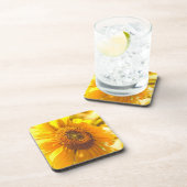 Zonnebloemgele bloem bier onderzetter (Rechterzijde)