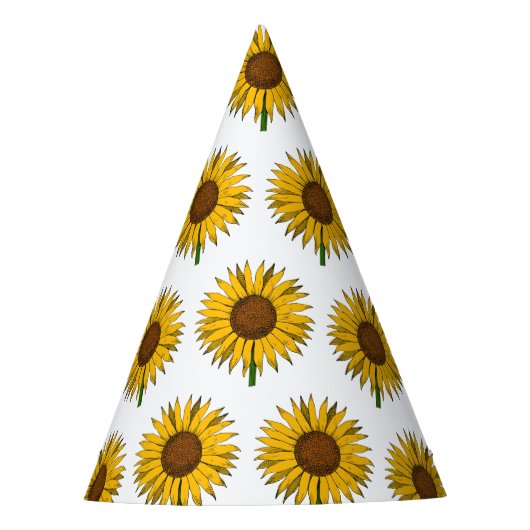 Zonnebloemgele bloem feesthoedjes (Voorkant)