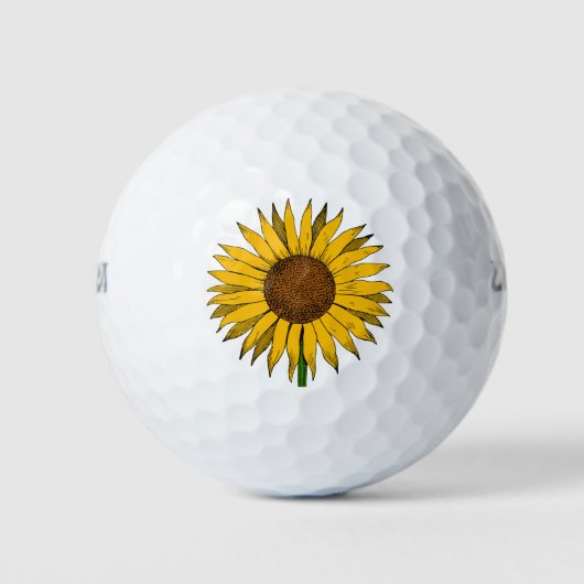 Zonnebloemgele bloem golfballen (Voorkant)