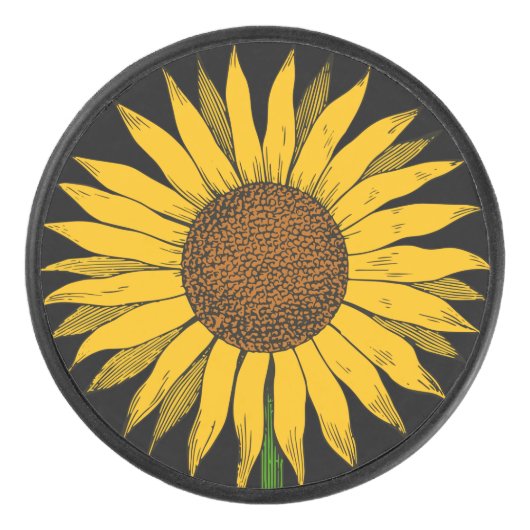 Zonnebloemgele bloem hockey puck (Voorkant)