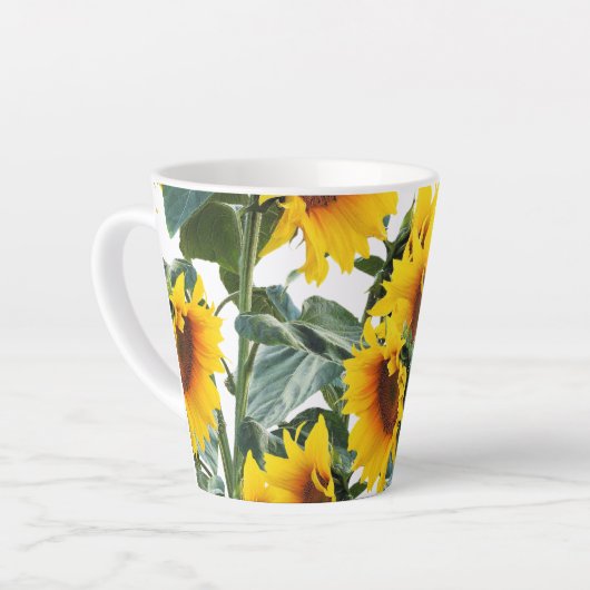 Zonnebloemgele bloem latte mok (Linkerhoek)