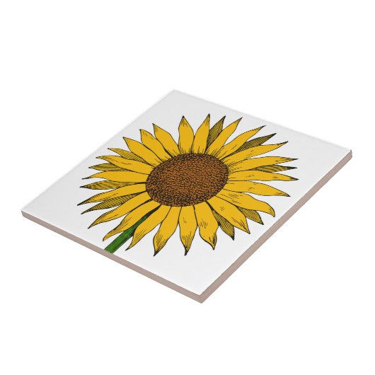 Zonnebloemgele bloem tegeltje (Zijkant)