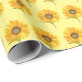 Zonnebloemgele florale waterverf Summer Rustic Cadeaupapier (Rol Hoek)