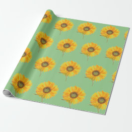 Zonnebloemgele florale waterverf Summer Rustic Cadeaupapier
