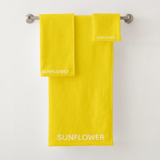 Zonnebloemgele kleurnaam bad handdoek (Insitu)