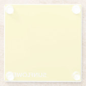 Zonnebloemgele kleurnaam glazen onderzetter (Achterkant)