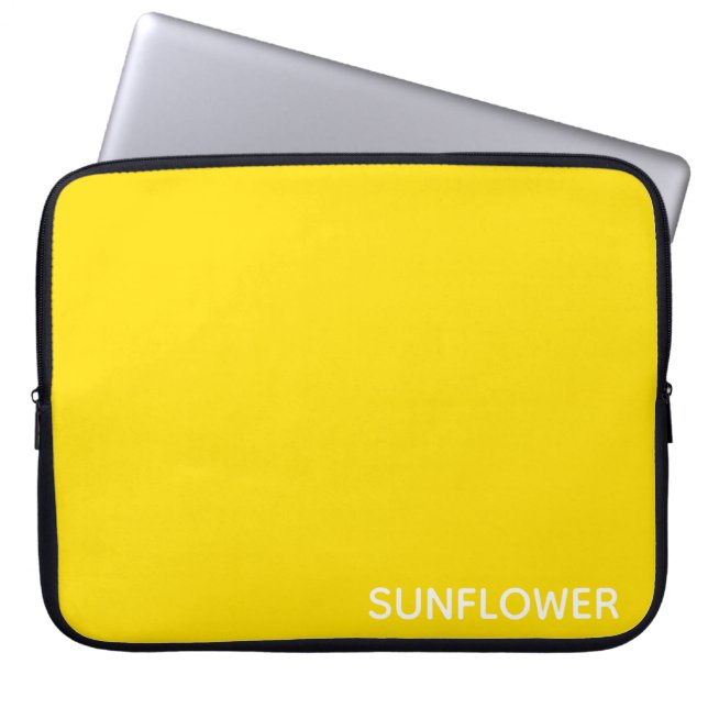 Zonnebloemgele kleurnaam laptop sleeve (Voorkant)