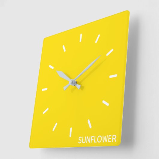 Zonnebloemgele kleurnaam vierkante klok (Hoek)