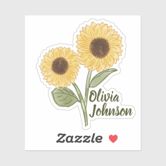 Zonnebloemgele naam, aangepast sticker (Vel)