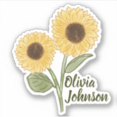 Zonnebloemgele naam, aangepast sticker (Voorkant)