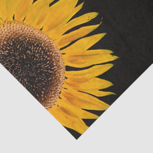 Zonnebloemgele symmetrische zwarte achtergrond tissuepapier (Detail)