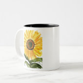 Zonnebloemgele waterverf natuur bloem tweekleurige koffiemok (Voorkant links)