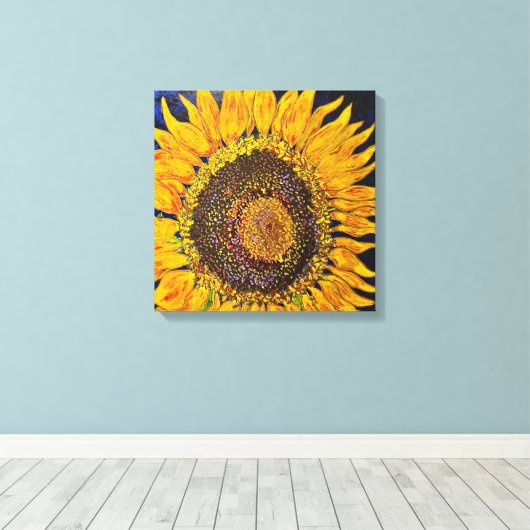 Zonnebloemgestrekte Canvas Afdrukken (Insitu (Houten vloer))
