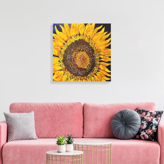 Zonnebloemgestrekte Canvas Afdrukken (Insitu (Woonkamer))