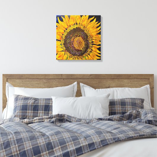 Zonnebloemgestrekte Canvas Afdrukken (Insitu (Slaapkamer))