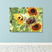Zonnebloemgestrekte Canvas Afdrukken (Insitu (Houten vloer))