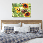 Zonnebloemgestrekte Canvas Afdrukken (Insitu (Slaapkamer))