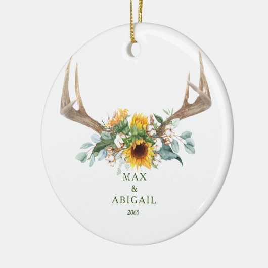 Zonnebloemgewesten Eerste Kerstmis Keramisch Ornament (Links)