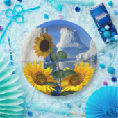 Zonnebloemgletpapier Borden Papieren Bordje (Feest)