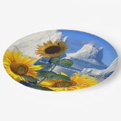 Zonnebloemgletpapier Borden Papieren Bordje (Gekanteld)