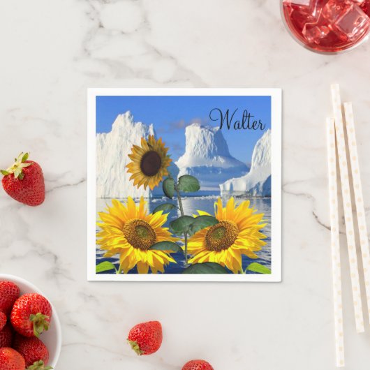 Zonnebloemgletpapier Napkins Servet (Insitu)