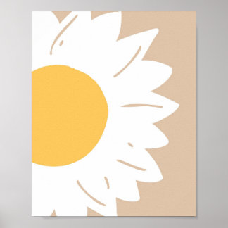 Zonnebloemgloed – Minimalistische bloemige wandkun Poster