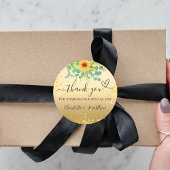 Zonnebloemgoud glitter bedankt voor je bruiloft ronde sticker