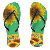 Zonnebloemgroene Teenslippers (Voetbed)