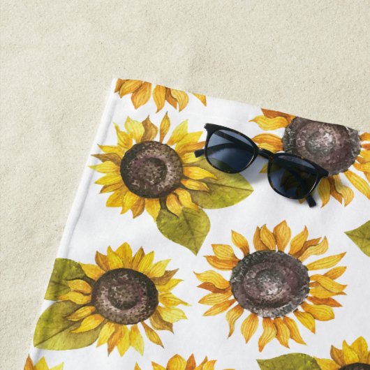 Zonnebloemhanddoek voor persoonlijke Waterverf Strandlaken (In situ)