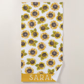 Zonnebloemhanddoek voor persoonlijke Waterverf Strandlaken (Voorkant)