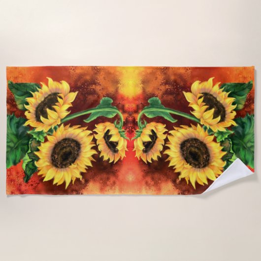 Zonnebloemhanddoeken Strandlaken (Voorkant)